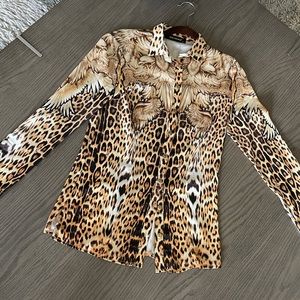 V & K Leopard button down blouse
